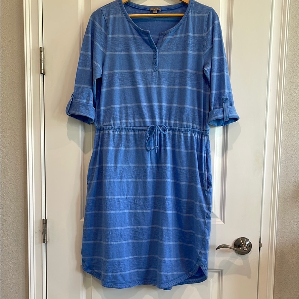 Talbots Blue High-Low Polo Dress with Cuffed Sleeves